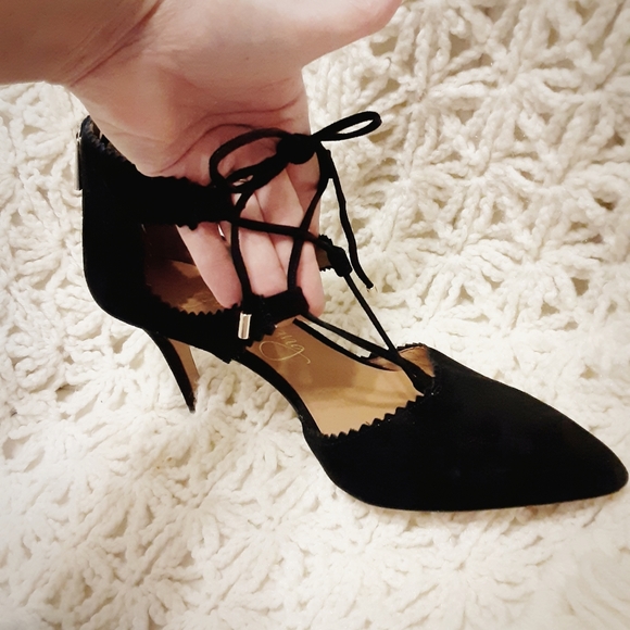 Black Suede Lace Up Heels (3½) by Arturo Chiang - Picture 13 of 16